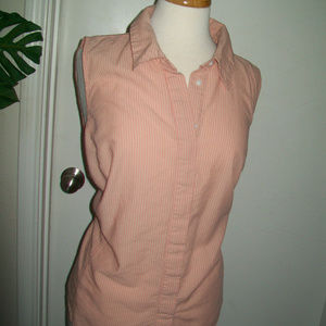 Lane Bryant Coral & Cream Sleeveless Blouse Sz. 22